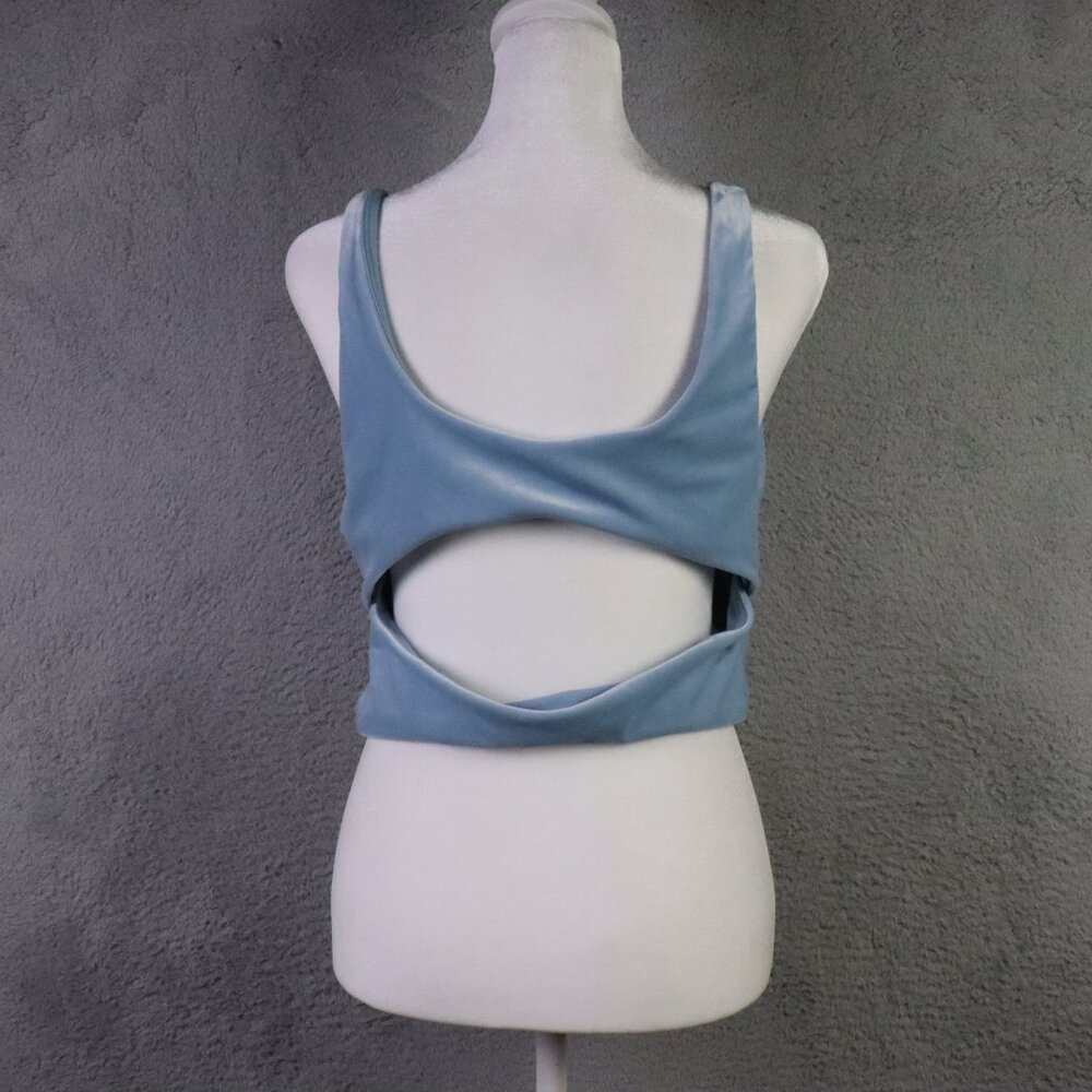 Athleta Cropped Tank Top Womens XL Blue Velvet Back Cut Out Athletic Yoga - Picture 2 of 6